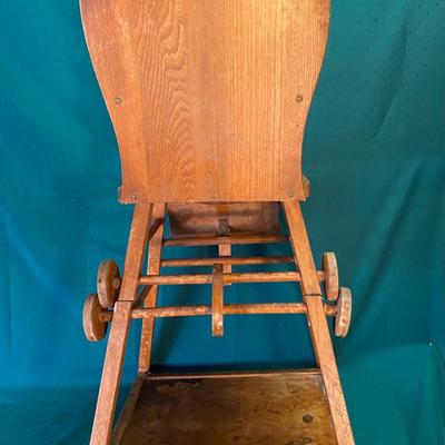 Vintage Wood Folding Highchair/Desk on Wheels