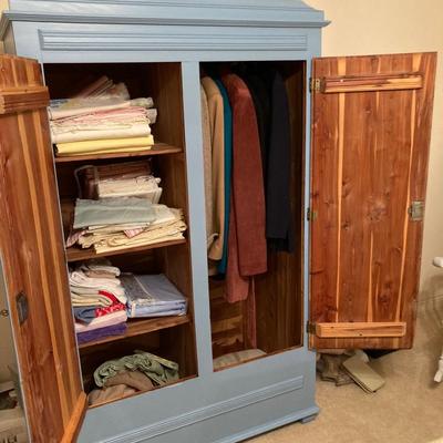 Vintage Painted 2 door cedar robe
