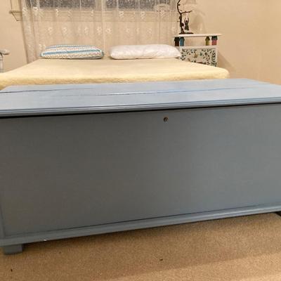 Painted vintage wood cedar chest