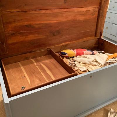 Painted vintage wood cedar chest