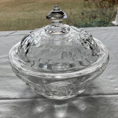 Vintage pressed glass covered bowl