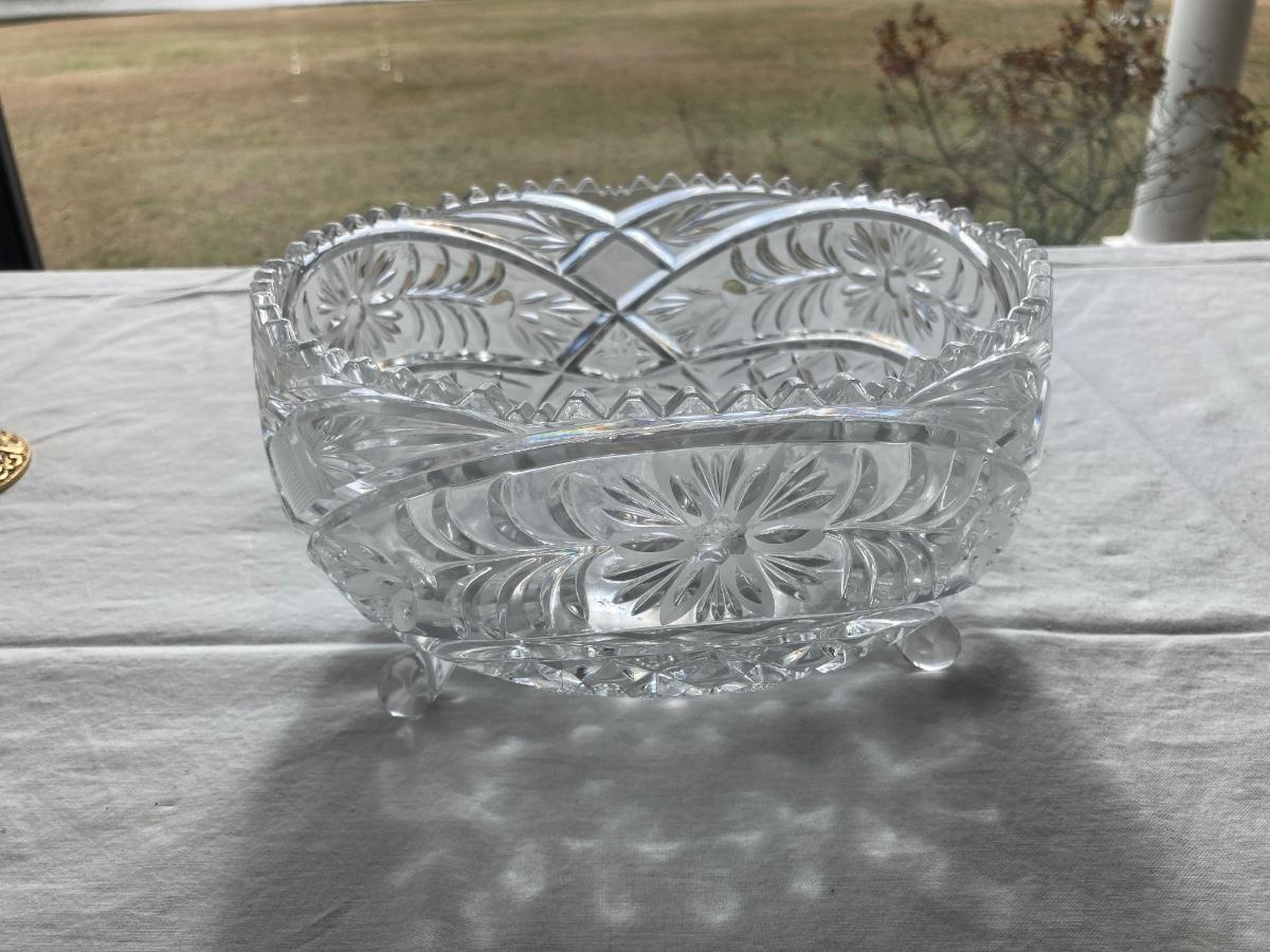 Vintage cut glass footed bowl