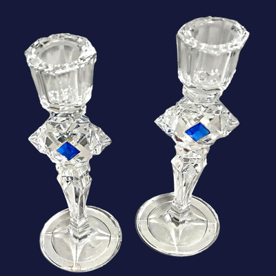 Pair of Vintage Partylite Jeweled Quad Prism Candle Holders