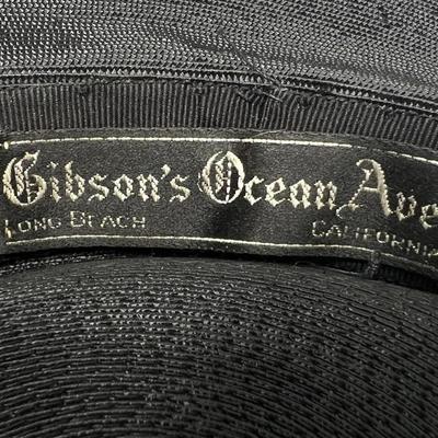 Antique Gibson's Ocean Ave. Long Beach Chin Strap Hollywood Regency Black Cap