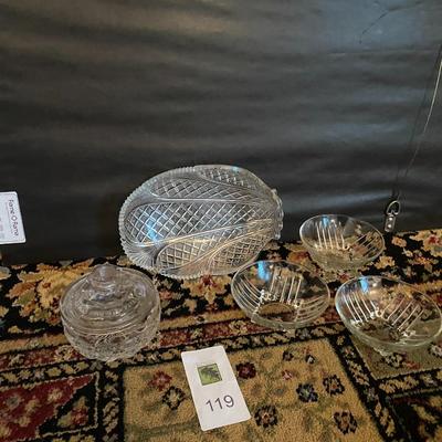 Lot of glass serving pieces