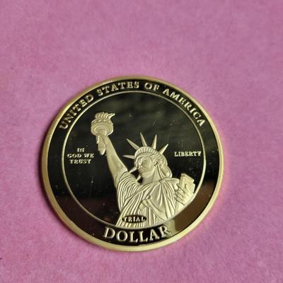 2017 24 kt gold layered Donald Trump 45th President Trial Dollar Coin