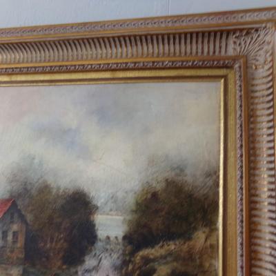 THE MILL, VINTAGE OIL ON CANVAS.