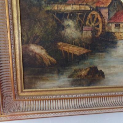 THE MILL, VINTAGE OIL ON CANVAS.