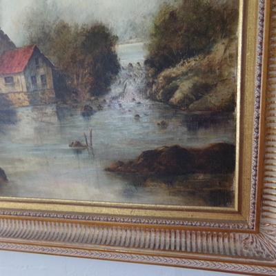 THE MILL, VINTAGE OIL ON CANVAS.