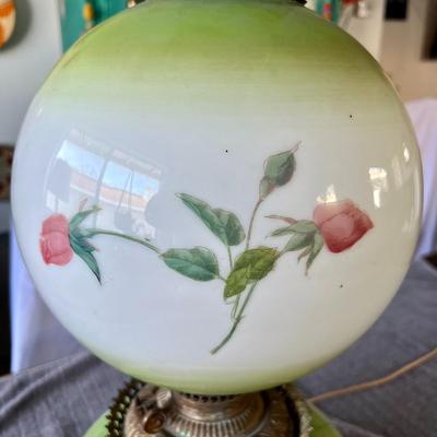 Antique Gone with the Wind GWTW Hand Painted Parlor Lamp