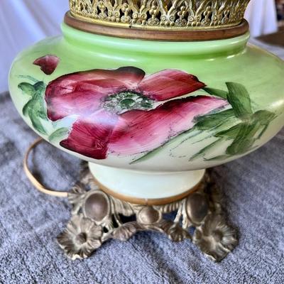 Antique Gone with the Wind GWTW Hand Painted Parlor Lamp