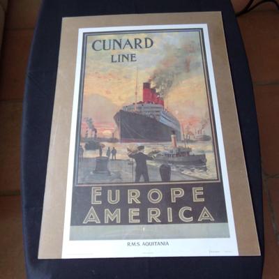R.M.S. AQUITANIA, CUNYARD LINE, EUROPE AMERICA POSTER.