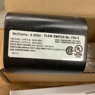 McDonnell & Miller FS4-3 General Purpose Flow Switch 114400 1" NIB