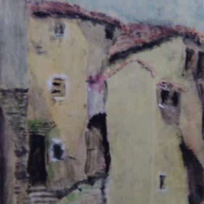 PROVENCE SIGNED FRENCH WATERCOLOR.