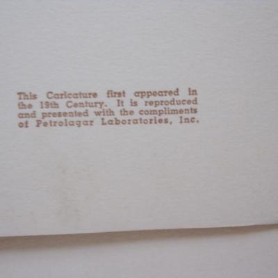 PETROLAGAR LABORATORIES PRINTS CARICATURES OF FIVE FAMOUS PEOPLE.