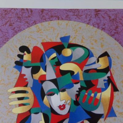 ANATOLE KRASNYANSKY PRINT MUSICAL SPHERE. 27' X28".