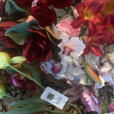 Large lot of silk flowers