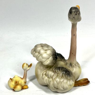 Vintage Josef Originals Mother & Baby Ostrich Figurine Set