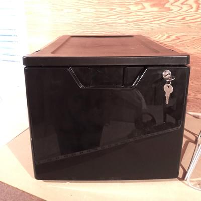 LOCKING FILE BOX WITH KEY AND VINTAGE STEPSTOOL | EstateSales.org