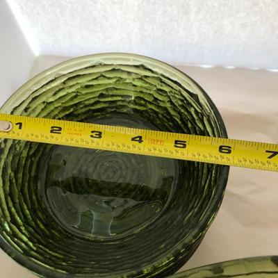 Vintage 10 Piece Green Glass Salad Bowl Set