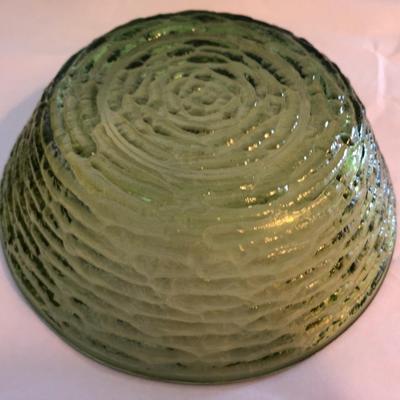 Vintage 10 Piece Green Glass Salad Bowl Set