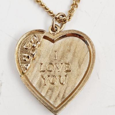 VINTAGE GOLD TONED I LOVE YOU NECKLACE