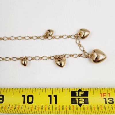 VINTAGE GOLD TONED CHAIN HEART CHARM NECKLACE