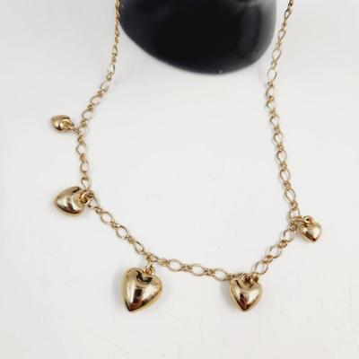 VINTAGE GOLD TONED CHAIN HEART CHARM NECKLACE