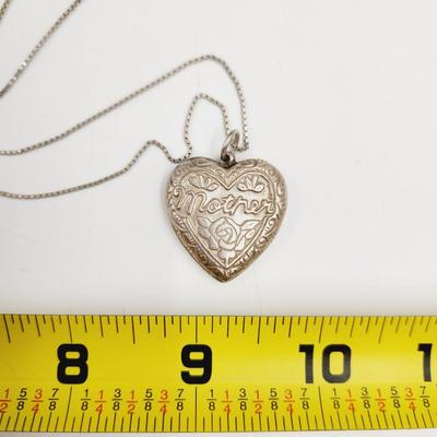 . 925 SILVER STAMPED HEART NECKLACE