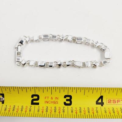SILVER TONED COLORED GLASS TENNIS BRACELET
