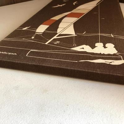 MCM MARUSHKA Linen Textile Screen Print - Nautical Wall Decor