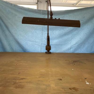 Large vintage drafting/work table with industrial light
