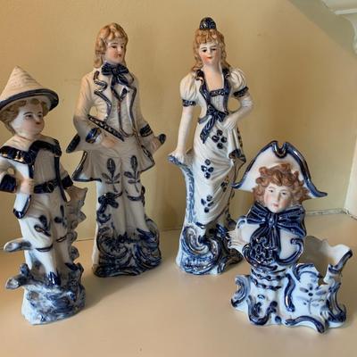 Porcelain Figurine Lot - Lots Of Blue