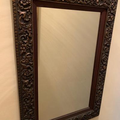 Early Antique Wood Carved Frame Mirror