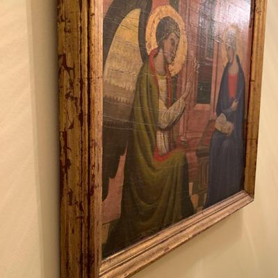 Large Wood Painted Religious Art Framed