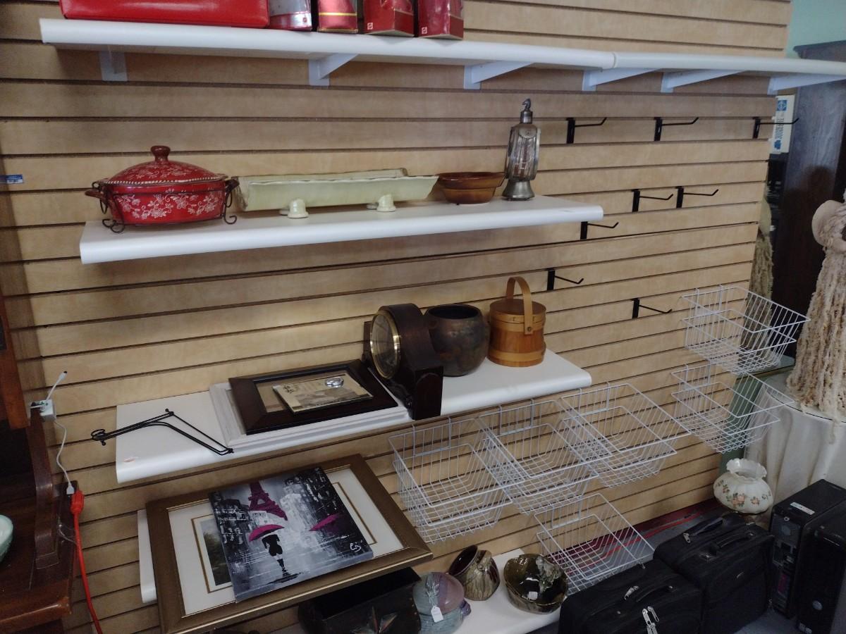 Slat Wall Shelves, Baskets, and Hooks (No Contents)