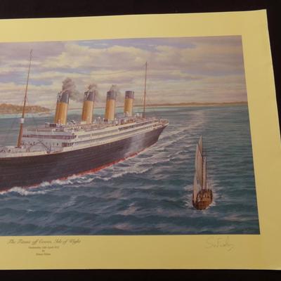 THE TITANTIC OFF COVES, ISLE OF WIGHT. SIGNED SW FISHER.