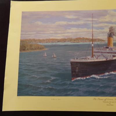 THE TITANTIC OFF COVES, ISLE OF WIGHT. SIGNED SW FISHER.