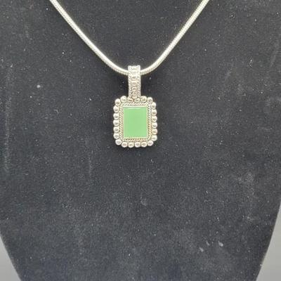 Faux Jade Pendant Necklace