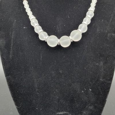 White Graduating Bead Necklace
