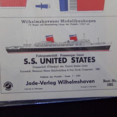 Vintage Jade-Verlag Wilhelmshaven Paper Card Model â€¦FLAGSHIP S.S. UNITED STATES SCALE 1 : 250 UNOPENED
