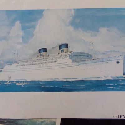 6 PICTURES; TITANTIC, SS LURINE, UGANDA, ANDREA DORIA, CANBERRA, BISMARK.