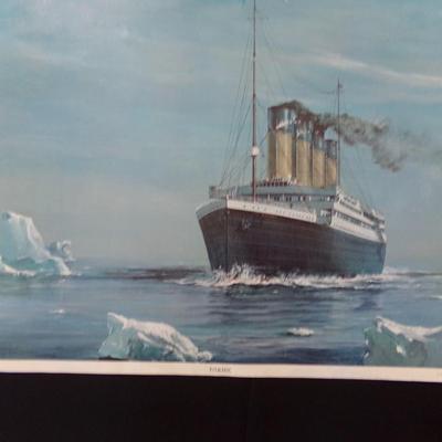 6 PICTURES; TITANTIC, SS LURINE, UGANDA, ANDREA DORIA, CANBERRA, BISMARK.
