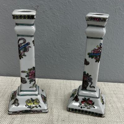Vintage Chinoiserie Candle Ship (2) A Pair