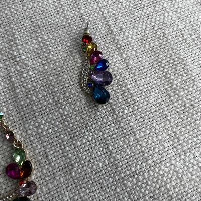Multi Colored Rhinestone with Pierced Earrings 