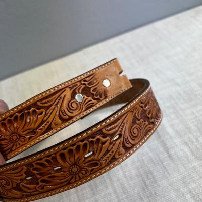 Hand Tooled Western Leather Belt 