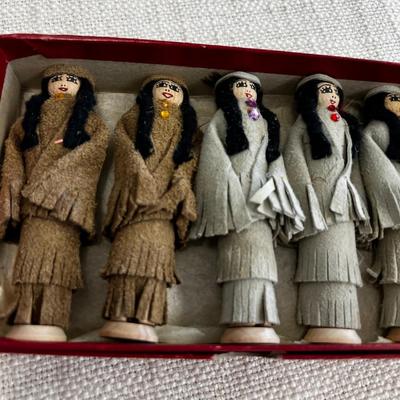 Hand Made Native American Wood Spool Dolls 