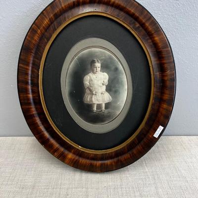 Oval Framed, Art Grain Baby PHOTO Little Bud in a dress. No GLASS! 
