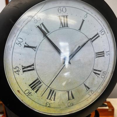 Large Free Standing CLOCK on Wrought Iron Black Stand 