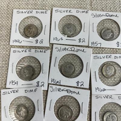 13 90% Silver Roosevelt Dimes 